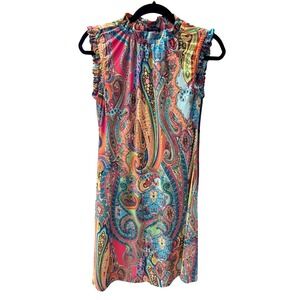 Tommy Hilfiger Womens Paisley Print Dress 2 Multicolor Sleeveless Mock Neck